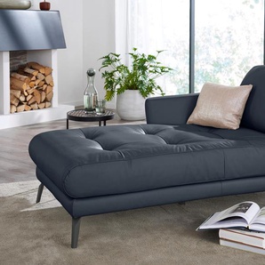 Chaiselongue W.SCHILLIG softy Sofas Gr. B/H/T: 106 cm x 79 cm x 168 cm, Longlife Xtra-Leder Z59, Armlehne links, blau (blau z59) Chaiselongues mit dekorativer Heftung im Sitz, Füße schwarz pulverbeschichtet