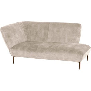 Chaiselongue W.SCHILLIG Villeroy & Boch ELLA Sofas Gr. B/H/T: 187 cm x 81 cm x 96 cm, Velourgewebe S41, Armlehne links, beige (natural s41) Chaiselongues Füße Bronze pulverbeschichtet