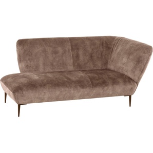 Chaiselongue W.SCHILLIG Villeroy & Boch ELLA Sofas Gr. B/H/T: 187 cm x 81 cm x 96 cm, Velourgewebe S41, Armlehne rechts, braun (sand s41) Chaiselongues Füße Bronze pulverbeschichtet
