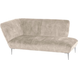 Chaiselongue W.SCHILLIG Villeroy & Boch ELLA Sofas Gr. B/H/T: 187 cm x 81 cm x 96 cm, Velourgewebe S41, Armlehne links, beige (natural s41) Chaiselongues Füße Chrom glänzend