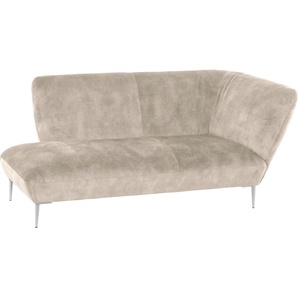 Chaiselongue W.SCHILLIG Villeroy & Boch ELLA Sofas Gr. B/H/T: 187 cm x 81 cm x 96 cm, Velourgewebe S41, Armlehne rechts, beige (natural s41) Chaiselongues Füße Chrom glänzend