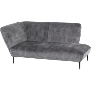 Chaiselongue W.SCHILLIG Villeroy & Boch ELLA Sofas Gr. B/H/T: 187 cm x 81 cm x 96 cm, Velourgewebe S41, Armlehne links, grau (dolphin s41) Chaiselongues Sofas Füße Schwarz pulverbeschichtet