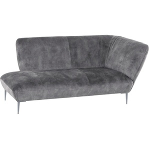 Chaiselongue W.SCHILLIG Villeroy & Boch ELLA Sofas Gr. B/H/T: 187 cm x 81 cm x 96 cm, Velourgewebe S41, Armlehne rechts, grau (dolphin s41) Chaiselongues Sofas Füße Silber matt