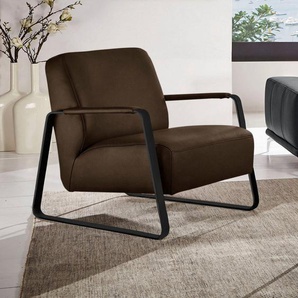 W.SCHILLIG Cocktailsessel quadroo Loungesessel, mit bezogenen Armlehnen, Gestell in Schwarz pulverbeschichtet