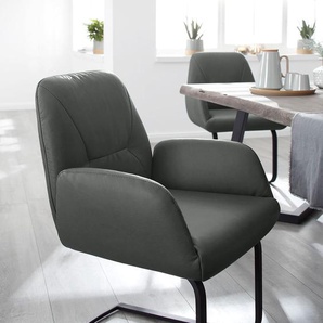 Freischwinger W.SCHILLIG ole Stühle Gr. B/H/T: 63 cm x 90 cm x 64 cm, Longlife Xtra-Leder Z69, Metall, grau (anthracite z69, schwarz pulverbeschichtet) Freischwinger Gestell in Schwarz pulverbeschichtet