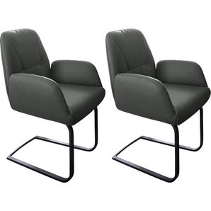 Freischwinger W.SCHILLIG ole Stühle Gr. B/H/T: 63 cm x 90 cm x 64 cm, 2 St., Longlife Xtra-Leder Z69, Metall, grau (anthracite z69, schwarz pulverbeschichtet) Freischwinger 2er- oder 4er-Set, Gestell in Schwarz pulverbeschichtet