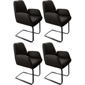 Freischwinger W.SCHILLIG ole Stühle Gr. B/H/T: 63 cm x 90 cm x 64 cm, 4 St., Longlife Xtra-Leder Z59, Metall, schwarz (schwarz z59, pulverbeschichtet) Freischwinger 2er- oder 4er-Set, Gestell in Schwarz pulverbeschichtet