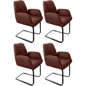 Freischwinger W.SCHILLIG ole Stühle Gr. B/H/T: 63 cm x 90 cm x 64 cm, 4 St., Longlife Xtra-Leder Z69, Metall, braun (tobacco z69, schwarz pulverbeschichtet) Freischwinger 2er- oder 4er-Set, Gestell in Schwarz pulverbeschichtet