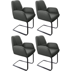 Freischwinger W.SCHILLIG ole Stühle Gr. B/H/T: 63 cm x 90 cm x 64 cm, 4 St., Longlife Xtra-Leder Z69, Metall, grau (anthracite z69, schwarz pulverbeschichtet) Freischwinger 2er- oder 4er-Set, Gestell in Schwarz pulverbeschichtet