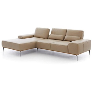 W.SCHILLIG Longchair run 16555 Leder Z73/21 stone