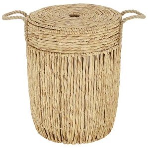 Wäschekorb mit Deckel - braun - Baumwolle,Wasserhyazinthe,Metall - 52 cm - 40.0 | Möbel Kraft