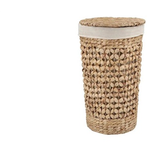 Wäschekorb mit Deckel - braun - Wasserhyazinthe,Metall,Baumwolle - 30 cm - 50 cm - cm 30,0 | Möbel Kraft