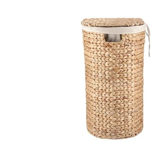 Wäschekorb mit Deckel - braun - Wasserhyazinthe,Metall,Baumwolle - 35 cm - 55 cm - cm 30,0 | Möbel Kraft
