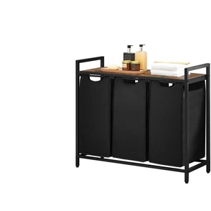 Wäschekorb   ¦ schwarz ¦ Stoff,Metall,Holzwerkstoff ¦ Maße (cm): B: 92,5 H: 72