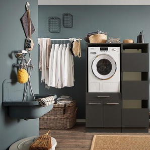 Wäscheschrank 50 x 162 x 68cm Schwarz/Anthrazit