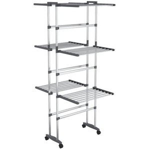 Wäscheständer 3 Etagen mit Rollen Silbern 60x70x129 cm