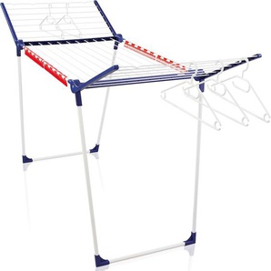 Wäscheständer LEIFHEIT Pegasus 200 blau (blau, weiß) Ausziehbare Wäscheständer &5 Kleiderbügel,4 Kleinteilehalter + Wäscheklammerbeutel ohne Klammern