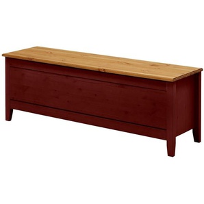 Betttruhe Cenan 136 x 47 x 38cm Rot/Braun/Kiefer Rot/Kiefer Laugenfarbig