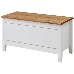 Wäschetruhe 86 x 47 x 38cm Weiß/Weiß/Braun