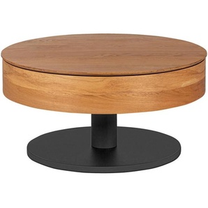 Waldwelt Couchtisch, Schwarz, Eiche, Holz, Holzwerkstoff, Eiche, furniert, massiv, rund, rund, Bodenplatte, 78x41x78 cm, Stauraum, einfacher Aufbau, Wohnzimmer, Wohnzimmertische, Couchtische, Couchtische mit Stauraum