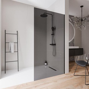 Walk-In Bernstein EX102-2 10mm Nano Graues Glas Edelstahl Schwarz matt 120x220cm ohne Bodenprofil