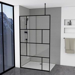 Walk-in-Dusche MARWELL Bricks Duschwände Gr. B/H: 120 cm x 195 cm, beidseitig montierbar, ohne Antikalk-Versiegelung, schwarz (matt, schwarz) Duschen