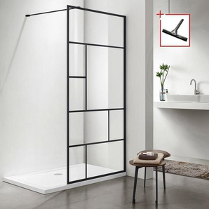 Walk-in-Dusche WELLTIME Duschabtrennung Duschwände Gr. B/H: 100 cm x 190 cm, silberfarben (schwarz) Duschen