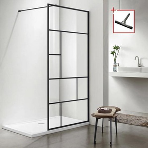 Walk-in-Dusche WELLTIME Duschabtrennung Duschwände Gr. B/H: 80 cm x 190 cm, grau (schwarz) Duschen