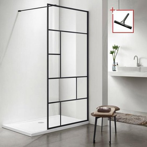 Walk-in-Dusche WELLTIME Duschabtrennung Duschwände Gr. B/H: 100 cm x 190 cm, silberfarben (schwarz) Duschen Sicherheitsglas, in 3 verschiedenen Breiten 80cm, 90cm & 100cm