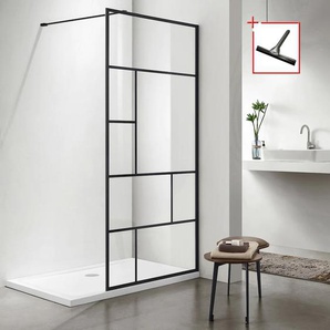 Walk-in-Dusche WELLTIME Duschabtrennung Duschwände Gr. B/H: 80 cm x 190 cm, grau (schwarz) Duschen Sicherheitsglas, in 3 verschiedenen Breiten 80cm, 90cm & 100cm