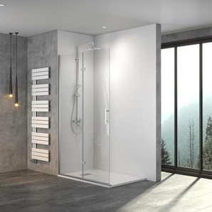 Walk In Duschwand Drehfalttür Faltbare Duschtür Trennwand esg Glas Nano BxH 120 x 195 cm