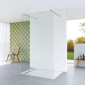 Walk in Duschwand Glas freistehend begehbare Dusche ebenerdige Duschabtrennung Glastrennwand Duschtrennwand für Duschwanne Klarglas 8 mm mit NANO 90°