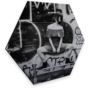 Bild WALL-ART Japan Streetstyle Graffiti Bilder Gr. B/H/T: 75 cm x 65 cm x 0,3 cm, silberfarben Kunstdrucke