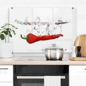 Herd-Abdeckplatte WALL-ART Spritzschutz Küche Chilischote Herdabdeckplatten Gr. B/H: 100 cm x 70 cm, 1 tlg., rot Küchendekoration