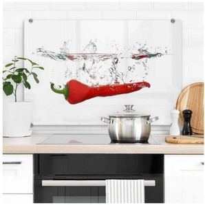 Wall-Art Herd-Abdeckplatte Spritzschutz Küche Chilischote, Glas, (1 tlg), Herd Waschbecken Wandschutz