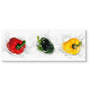 Küchenrückwand WALL-ART Splashing Paprika - Panorama Spritzschutzwände Gr. B/H: 120 cmx50 cm, bunt Küchenrückwand Küchendekoration Spritzschutzwände