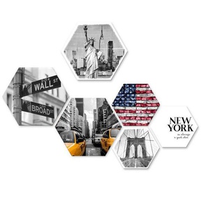 Wall-Art Mehrteilige Bilder Typisch New York Collage, (Set, 6 St), Metallschild Collage
