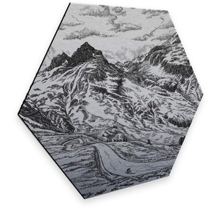 Wall-Art Metallbild Alpenpass Metallbild Natur Silber, (1 St)