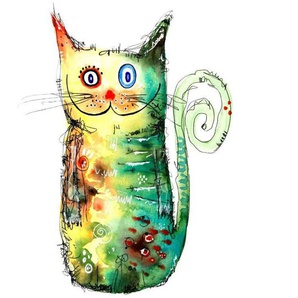 Wall-Art Wandtattoo Bunte Katze Crazy Cat (1 St), selbstklebend, entfernbar