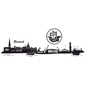 Wandtattoo WALL-ART Hansa Rostock Skyline + Logo Wandtattoos Gr. B/H/T: 220 cm x 71 cm x 0,1 cm, schwarz Wandtattoo Wandtattoos Fußball