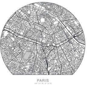 Wall-Art Wandtattoo Paris Tapete runder Stadtplan (1 St), selbstklebend, entfernbar