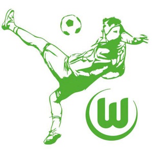 Wandtattoo WALL-ART VfL Wolfsburg Fußballspieler Wandtattoos Gr. B/H/T: 110 cm x 101 cm x 0,1 cm, -, grün Wandtattoos Wandsticker