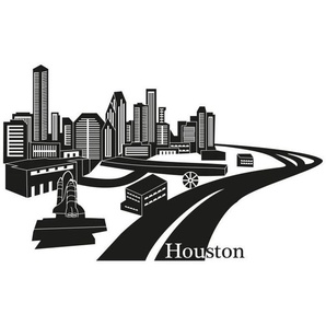 Wall-Art Wandtattoo XXL Stadt Skyline Houston 100cm (1 St), selbstklebend, entfernbar