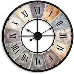 Wanduhr WALL-ART Vintage Metall Wanduhren Gr. B/H/T: 82 cm x 82 cm x 1,6 cm, bunt Wanduhren Ø 80 cm große Metalluhr