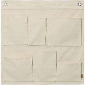 Wandablage Canvas textil weiß beige / L 70 x H 70 cm - 6 Taschen - Ferm Living -