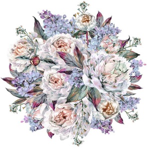 Wandaufkleber Watercolor Lilac Peony Bouquet