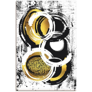 Wandbild ARTLAND Abstrakte Malerei Nr. 2 gold Bilder Gr. B/H: 80 cm x 120 cm, Leinwandbild Muster Hochformat, 1 St., goldfarben Kunstdrucke