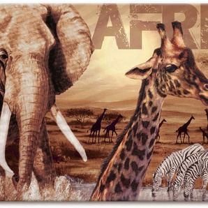Wandbild ARTLAND Afrika Bilder Gr. B/H: 150 cm x 75 cm, Leinwandbild Wildtiere, 1 St., braun Kunstdrucke