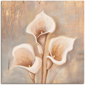 Wandbild ARTLAND Antike Blüten Bilder Gr. B/H: 100 cm x 100 cm, Leinwandbild Blumen, 1 St., beige (naturfarben) Kunstdrucke