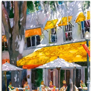 Wandbild ARTLAND Aprilabend Bilder Gr. B/H: 90 cm x 120 cm, Leinwandbild Restaurant & Cafés Hochformat, 1 St., gelb Kunstdrucke